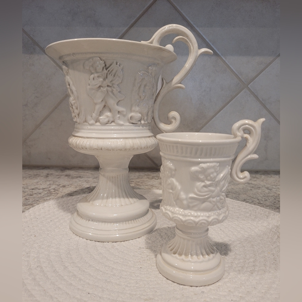 Elegant White Italian Ceramic Vase Set